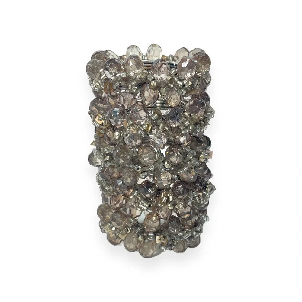 Beaded Napkin Rings Set of 5 Taupe‎ Smokey Light Brown